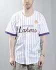 Mitchell & Ness LA Lakers Head Coach striped mesh button shirt - Mens t-shirts - TP17503-LA-000 - 1