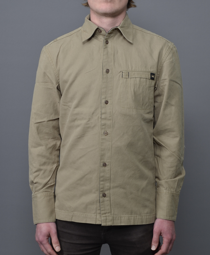 BC Canvas L/S Shirt Beige - Mens Collar Shirts - 160003-750 - 1