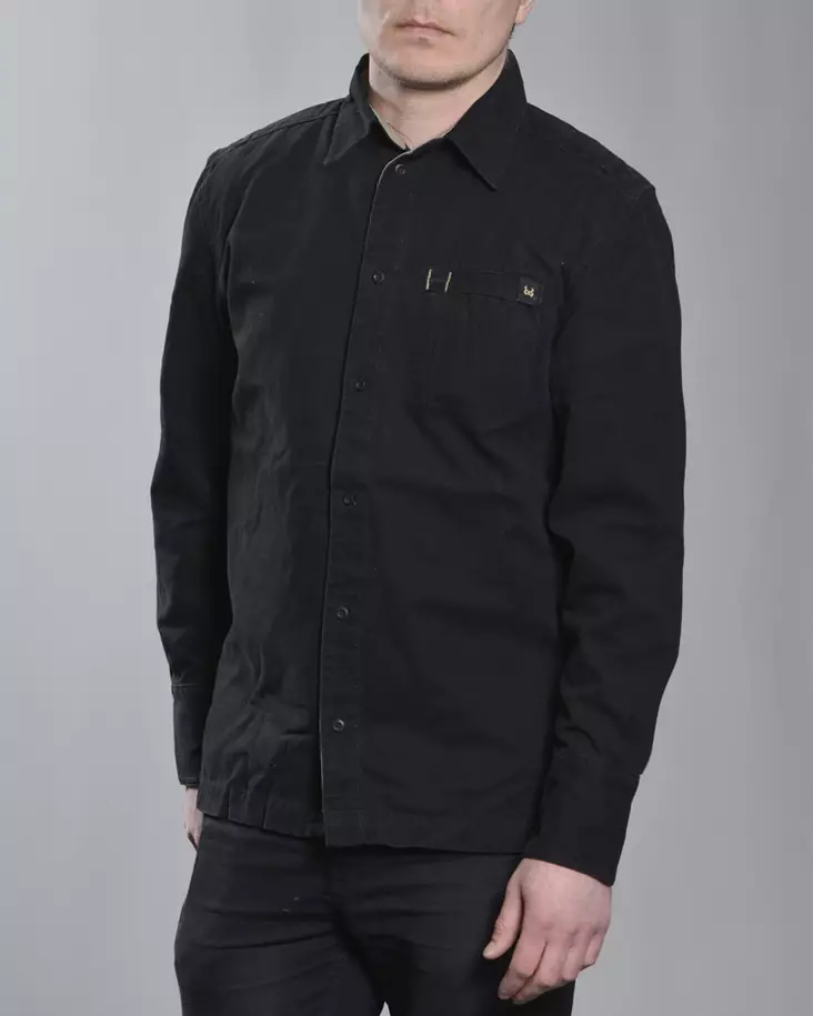 BC Canvas L/S Shirt Black - Mens Collar Shirts - 160003-990 - 1