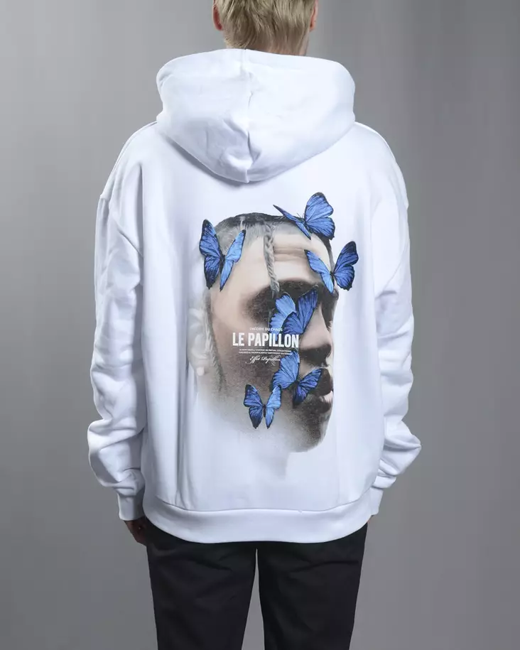 Le Papillon Heavy OS Valkoinen Huppari - Miesten Hupparit - MT1919-000 - 1