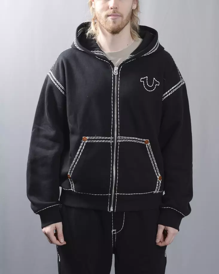 True Religion Super QT Cinched hupparitakki - musta - Miesten Hupparit - 110020 - 1