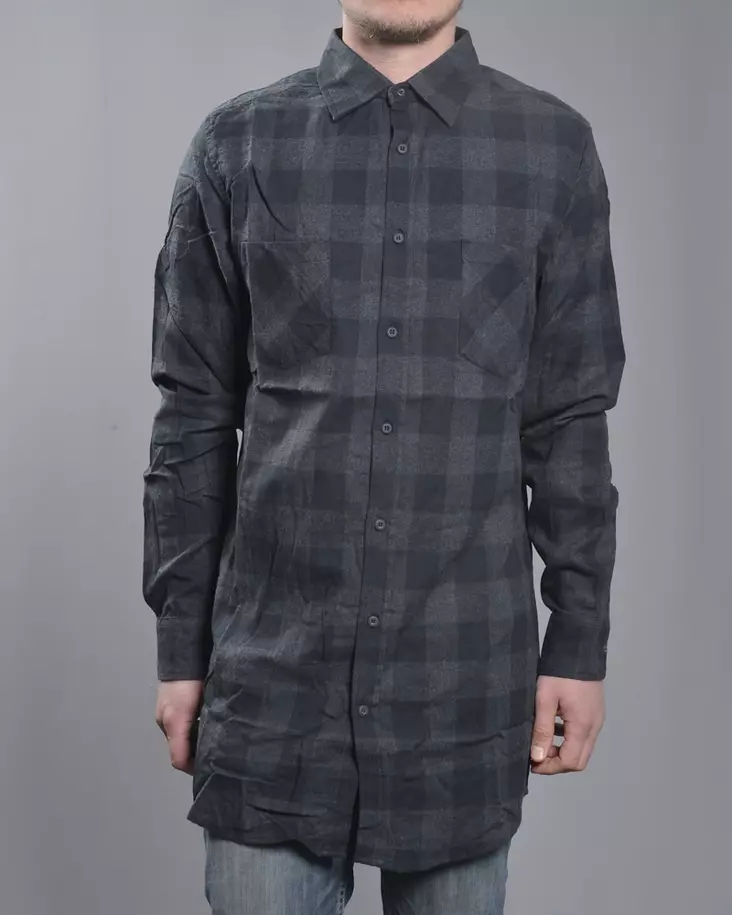 Urban Classic Long Checked Flanel shirt - Mens Collar Shirts - TB1000 - 1