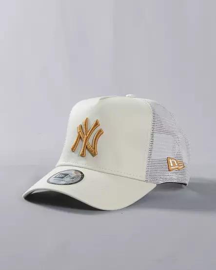 New Era 9FORTY A-Frame New York Yankees MLB Light Beige Trucker Cap - Lippikset - 60771711 - 1