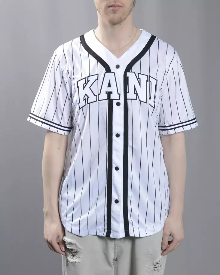 Karl Kani Serif Pinstripe Baseball Shirt verkkokauppa