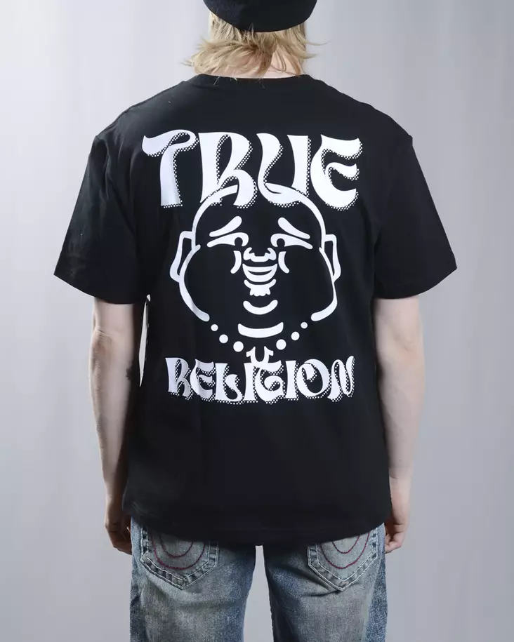 True Religion Wavy Logo Buddha Face T-paita musta - Miesten T-paidat - 110226 - 1