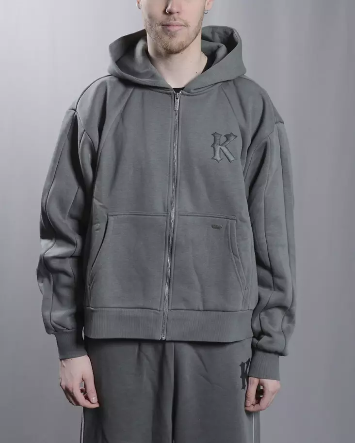 Karl Kani Boxy Grey Ziphoody - Hoodies - 60220097 - 1
