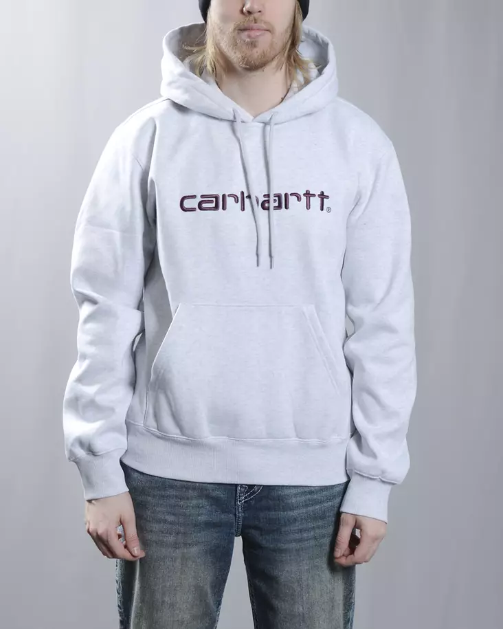 CARHARTT WIP Hooded Sweat Ash heather / Cozy purple - Miesten Hupparit - I030547.3PN - 1