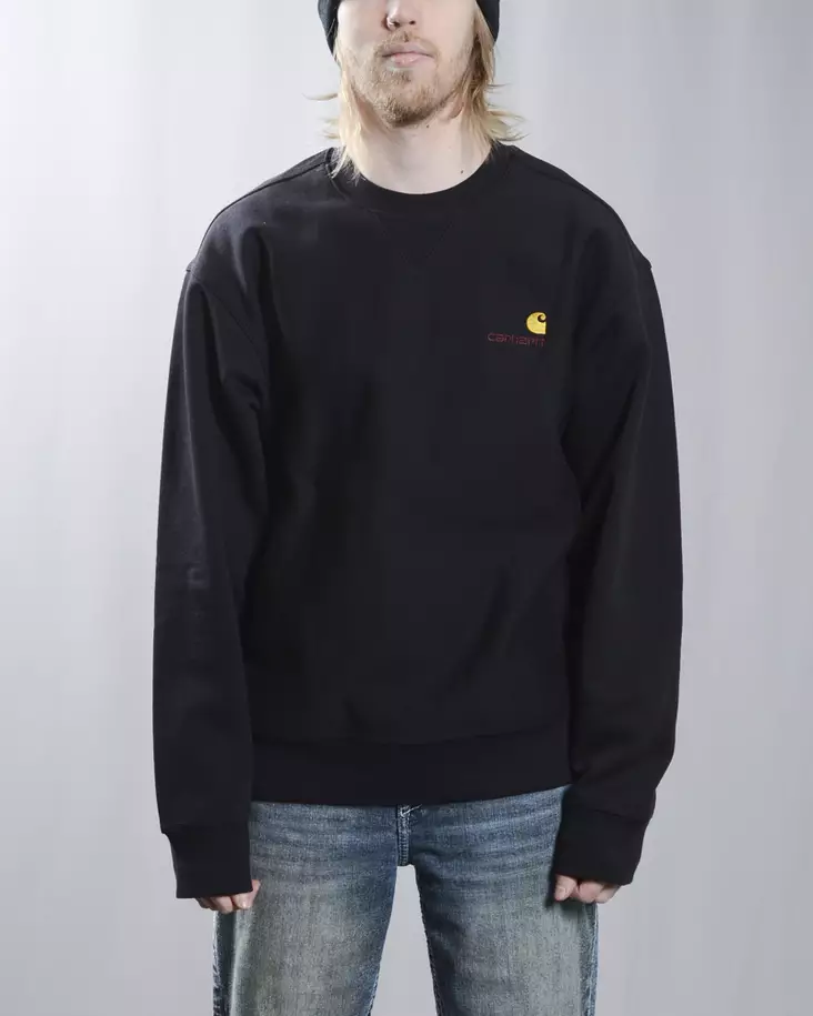 Carhartt American script Collegepaita Musta - Miesten Collegepaidat - I025475.89.XX - 1